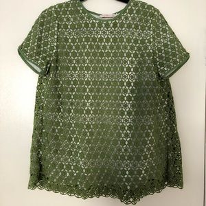 Tory Burch Green Lace Swing Top